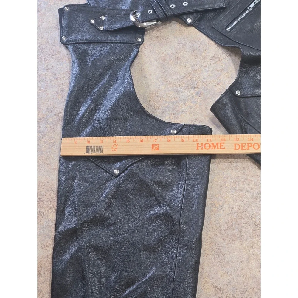 Vintage 90s Harley-Davidson Leather Chaps Men's M Made USA Black NWOT Motorcycle